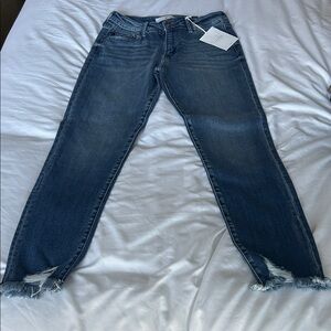 KanCan Distressed Skinny Ankle Jeans - Dark Blue